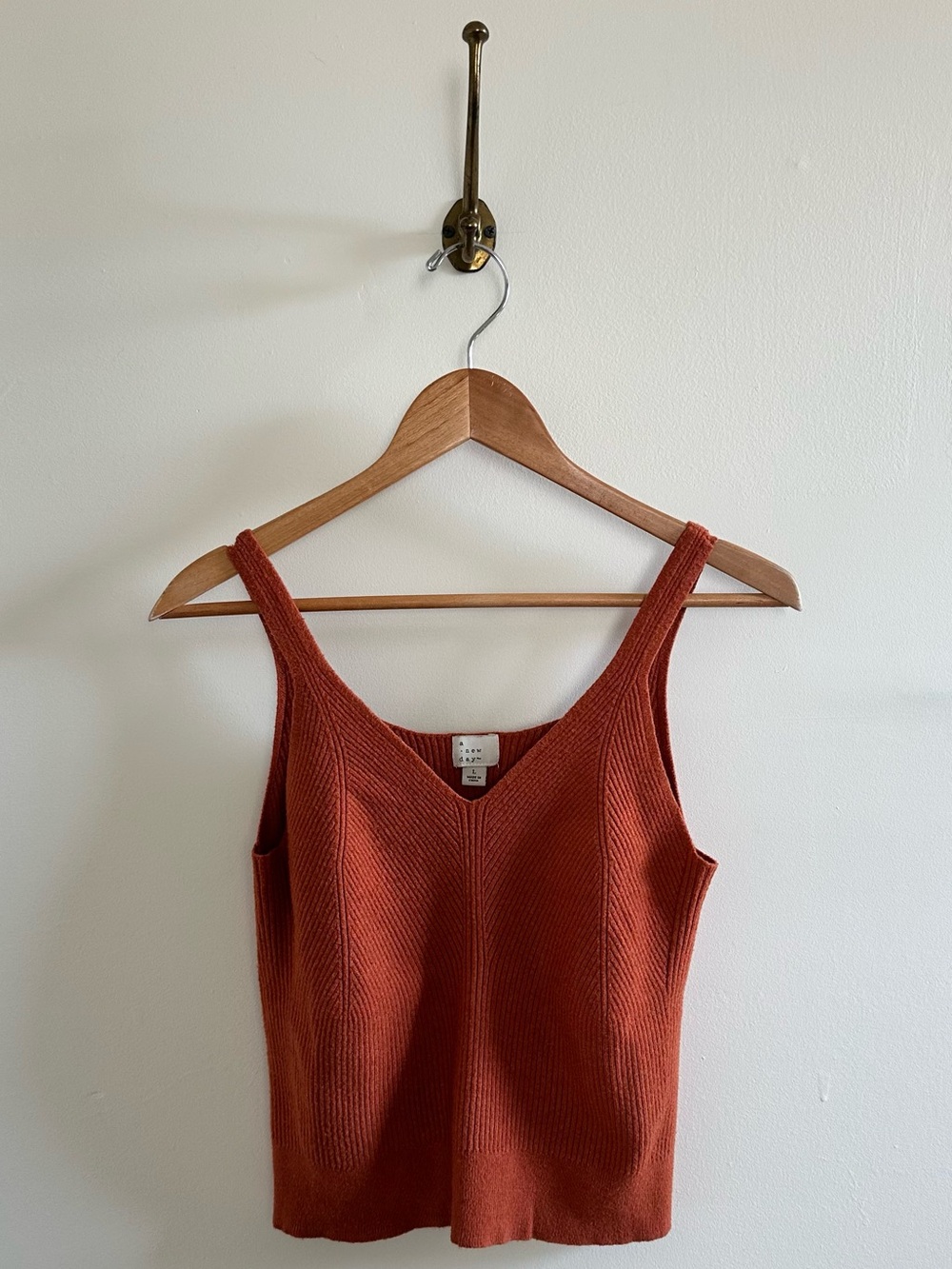 Orange fall light knit sweater tank- L
